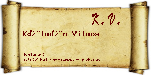 Kálmán Vilmos névjegykártya